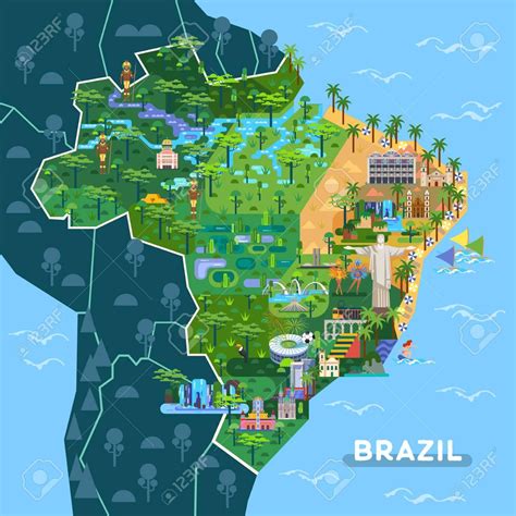 map of brazil with landmarks.